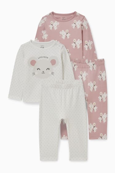 Babys - Set van 2 - babypyjama - 4-delig - roze