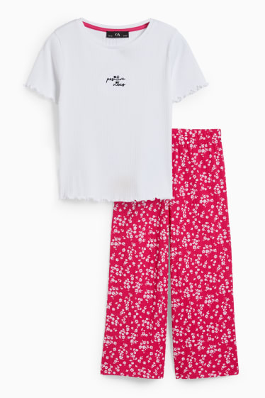 Kinderen - Set - T-shirt en broek - 2-delig - donker rose