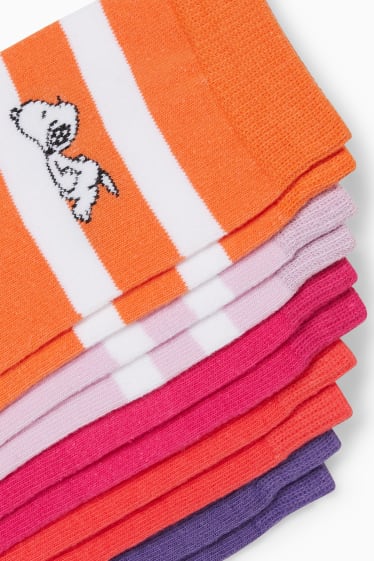 Dames - Set van 5 paar - sokken met motief - Snoopy - donker oranje