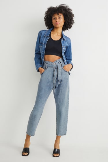 Dames - Mom jeans - high waist - jeanslichtblauw