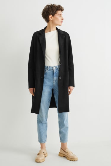 Damen - Mantel - Velourslederimitat - schwarz