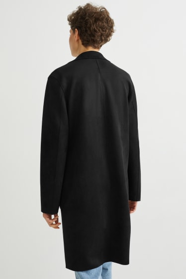 Damen - Mantel - Velourslederimitat - schwarz