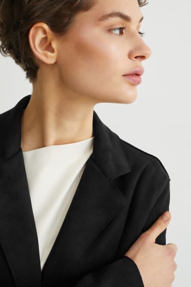 Damen - Mantel - Velourslederimitat - schwarz