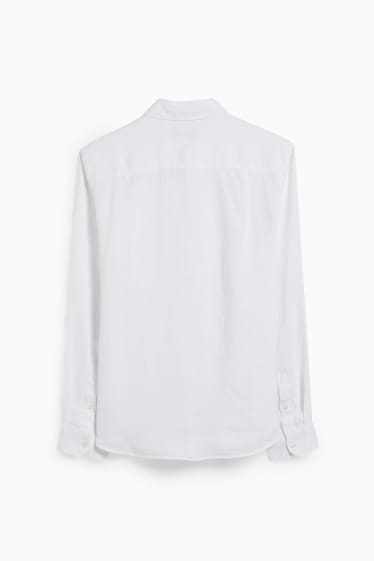 Herren - Leinenhemd - Regular Fit - Cutaway - weiß