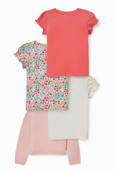 Bambine - Confezione da 4 - cardigan e 3 t-shirt - fucsia