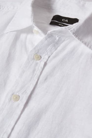 Herren - Leinenhemd - Regular Fit - Cutaway - weiß