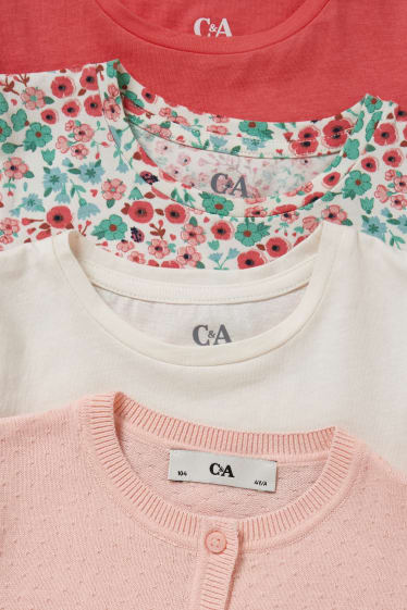 Bambini - Confezione da 4 - cardigan e 3 t-shirt - fucsia