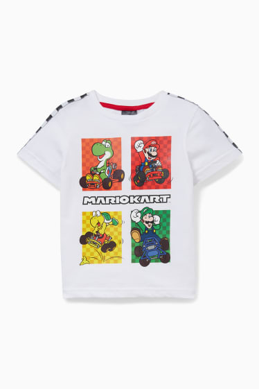 Kinder Jungen - Mario Kart - Shorty-Pyjama - 2 teilig - weiss