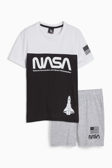 Kinder Jungen - NASA - Shorty-Pyjama - 2 teilig - weiss