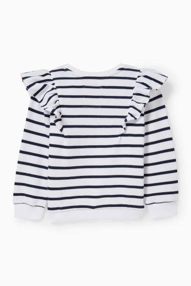 Kinder Mädchen - Sweatshirt - Glanz-Effekt - gestreift - weiß / blau