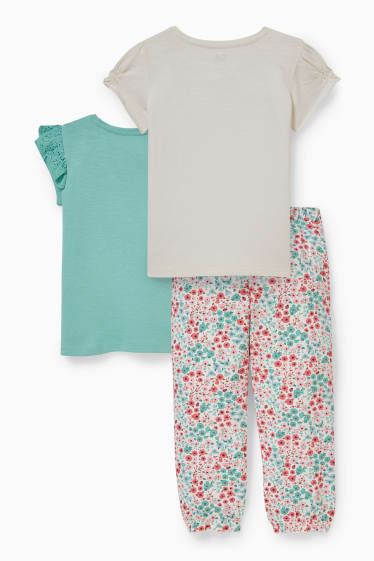 Dzieci - Zestaw - 2 koszulki z krótkim rękawem i spodnie - 3 części - zielony