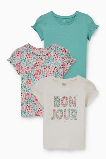 Bambine - Confezione da 3 - maglia a maniche corte - bianco crema