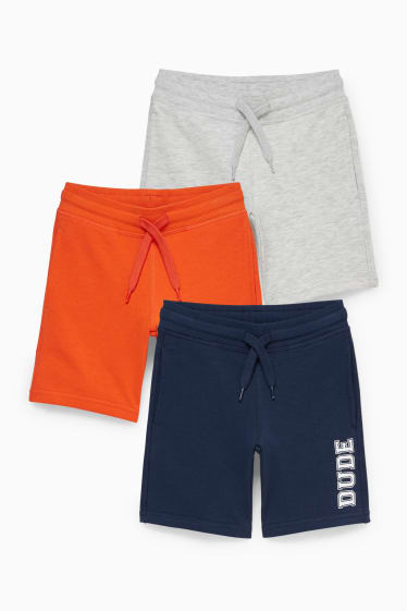 Enfants - Lot de 3 - bermudas en molleton - bleu foncé