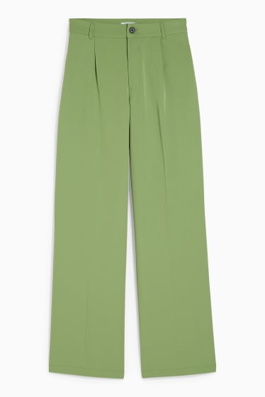 Women - CLOCKHOUSE - cloth trousers - high waist - wide leg - light green