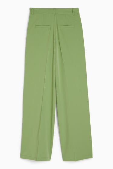 Women - CLOCKHOUSE - cloth trousers - high waist - wide leg - light green