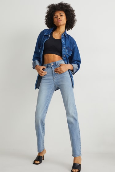 Femmes - Straight jean - high waist - jean bleu clair