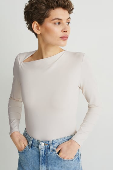 Damen - Langarmshirt - cremeweiß