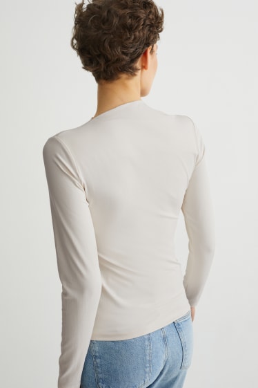 Femei - Tricou cu mânecă lungă - alb-crem