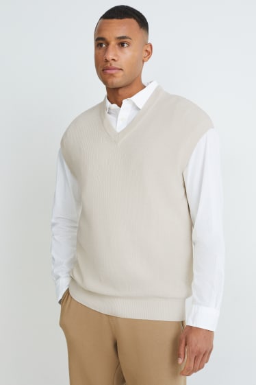 Uomo - Gilet in maglia - bianco crema