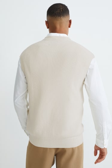 Uomo - Gilet in maglia - bianco crema