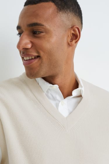 Bărbați - Vestă pulover - alb-crem