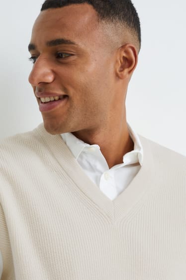 Uomo - Gilet in maglia - bianco crema