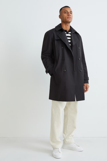 Heren - Trenchcoat - met gerecycled nylon - zwart