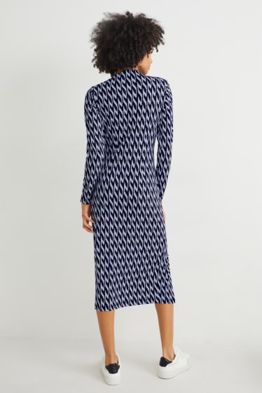 Women - Dress - patterned - dark blue