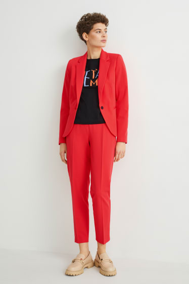 Women - Business trousers - mid-rise waist - regular fit - red