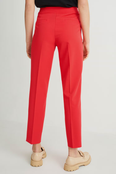 Women - Business trousers - mid-rise waist - regular fit - red