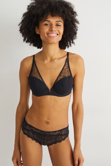 Women - Underwire bra - DEMI - padded - black