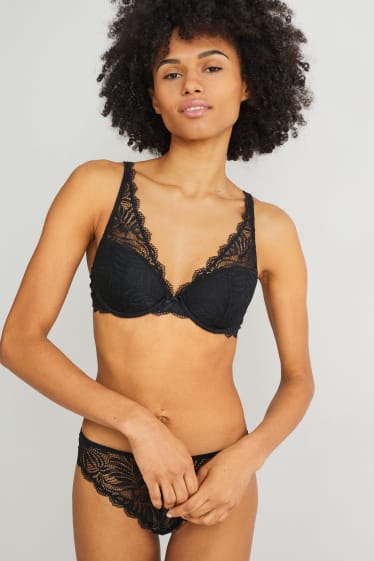 Femmes - Soutien-gorge avec armatures - DEMI - ampliforme - noir