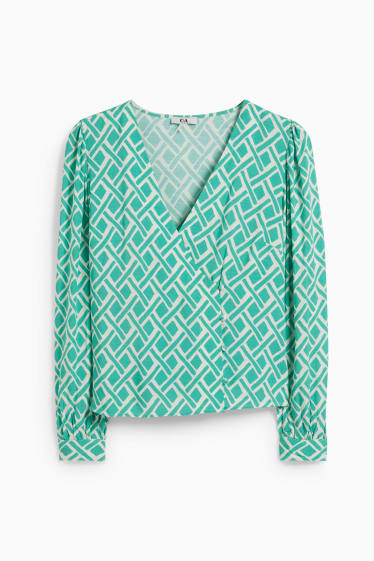 Women - Blouse - patterned - green