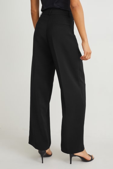 Women - Business trousers - high waist - wide leg - black