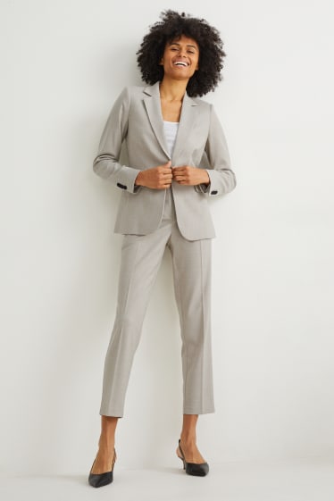 Women - Business trousers - mid-rise waist - regular fit - light gray-melange