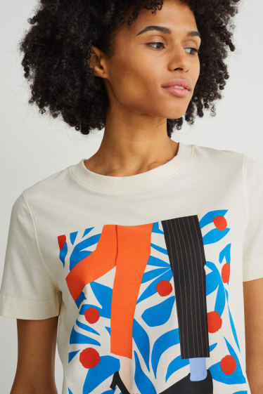 Damen - T-Shirt - cremeweiss