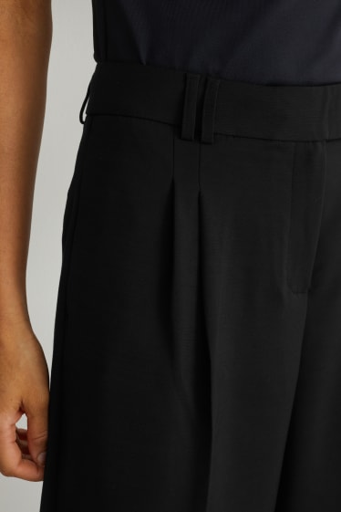 Women - Business trousers - high waist - wide leg - black