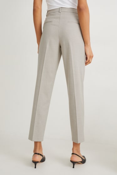 Women - Business trousers - mid-rise waist - regular fit - light gray-melange