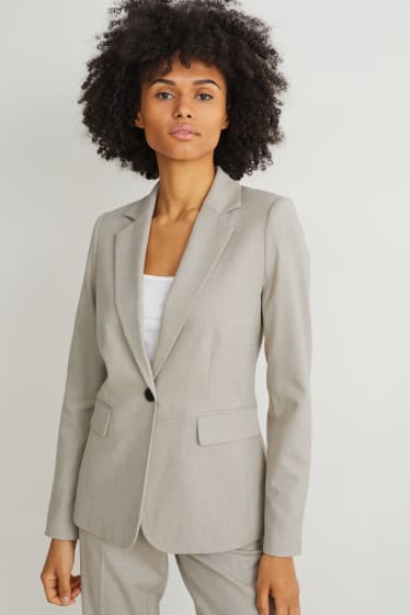 Dames - Businessblazer - getailleerd - licht grijs-mix