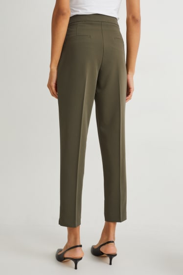 Femmes - Pantalon de bureau - mid-waist - regular fit - vert foncé