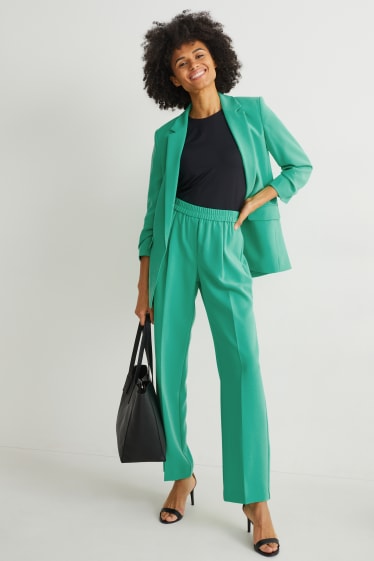 Femmes - Pantalon de toile - mid waist - straight fit - vert