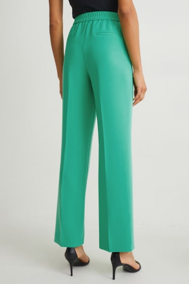 Femmes - Pantalon de toile - mid waist - straight fit - vert