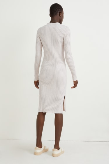 Women - Knitted dress - light beige