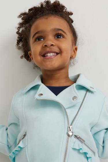 Kinder Mädchen - Bikerjacke - Velourslederimitat - mintgrün