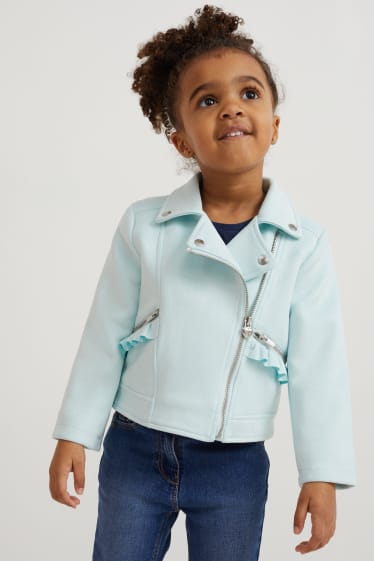 Kinder Mädchen - Bikerjacke - Velourslederimitat - mintgrün
