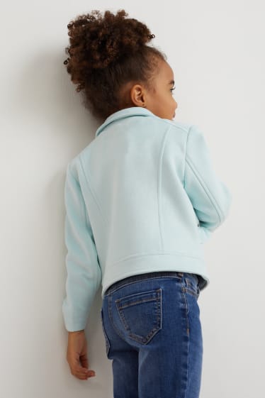 Kinder Mädchen - Bikerjacke - Velourslederimitat - mintgrün
