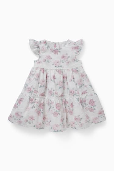 Baby: meisjes - Babyjurkje - gebloemd - wit
