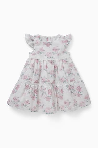 Babys - Baby-Kleid - geblümt - weiß