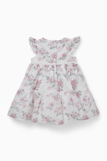 Baby: meisjes - Babyjurkje - gebloemd - wit