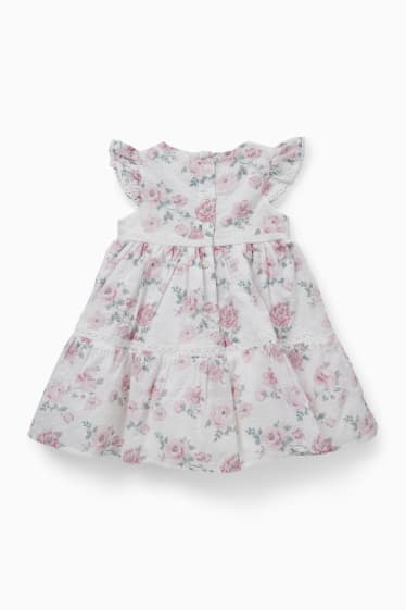 Babys - Baby-Kleid - geblümt - weiß